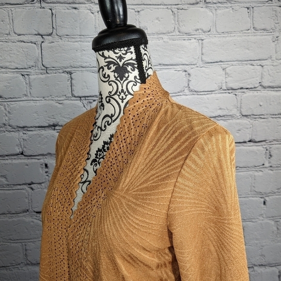 Allie & Rob women's long sleeve stretch knit razer cut design sz m open front b6 - Picture 6 of 9